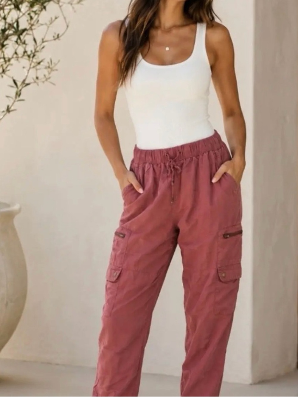 Banana republic tencel cargo jogger dusty rose